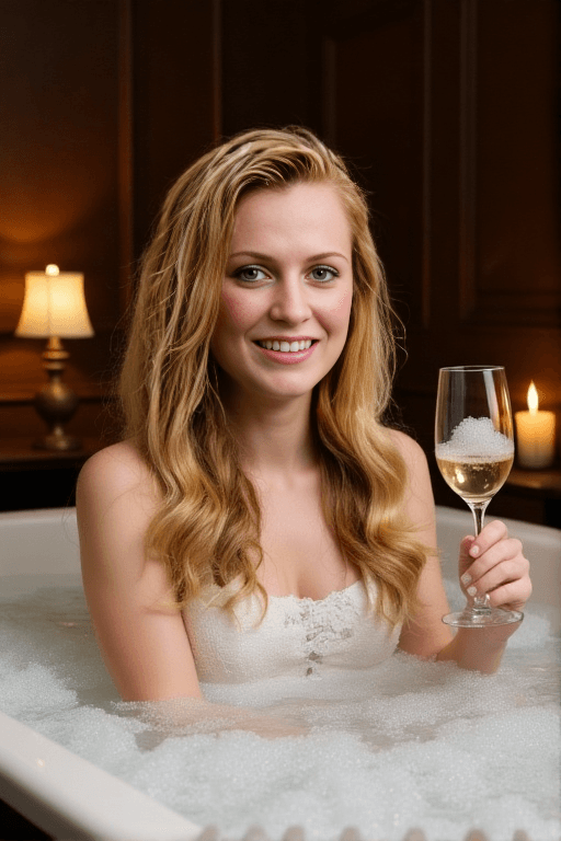 Bella Luxe OnlyFans leaked - Feeling myself in this She is in a bubble bath with candles, hair pinned up, champagne glass in hand, bubbles barely covering
